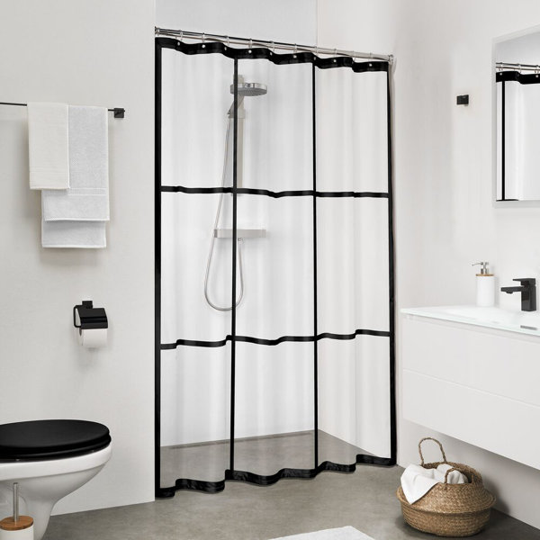 Sealskin Brix Shower Curtain PEVA 180X200 Cm Transparent / Black & Reviews Wayfair.co.uk